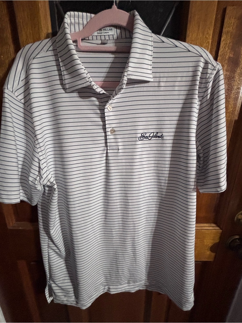 Peter Millar Men’s White Stripe Sea Island Polo Shirt